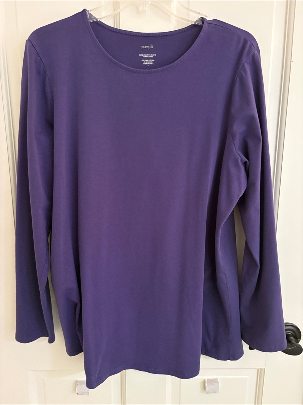J. Jill Size L Pure Jill Purple Long-Sleeve Shirttail Tee